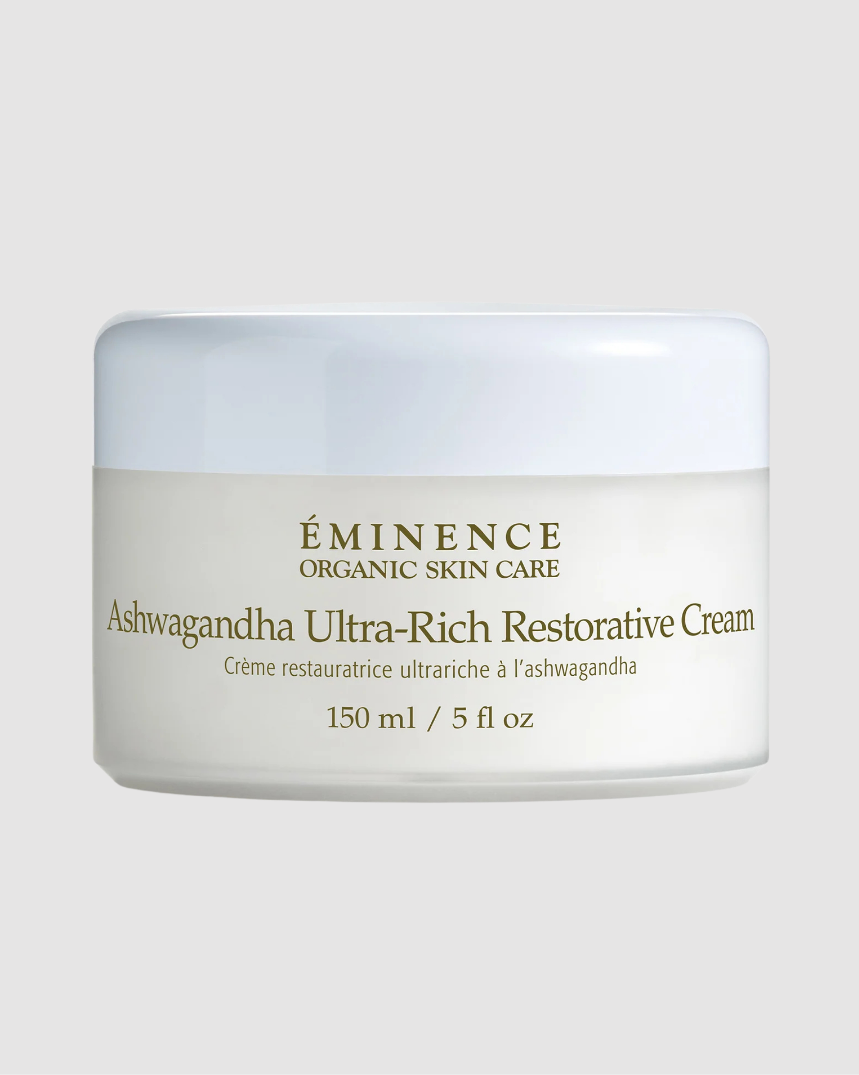 Eminence Ashwagandha Ultra-Rich Restorative Cream jar on a light gray background