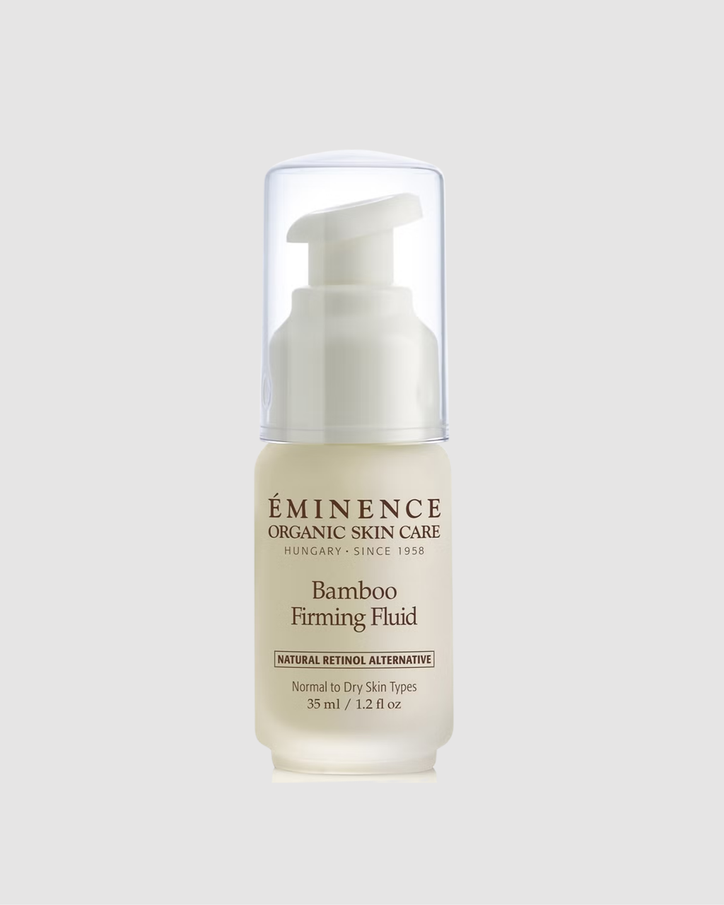 Eminence Organic Skin Care Bamboo Firming Fluid bottle on a light gray background