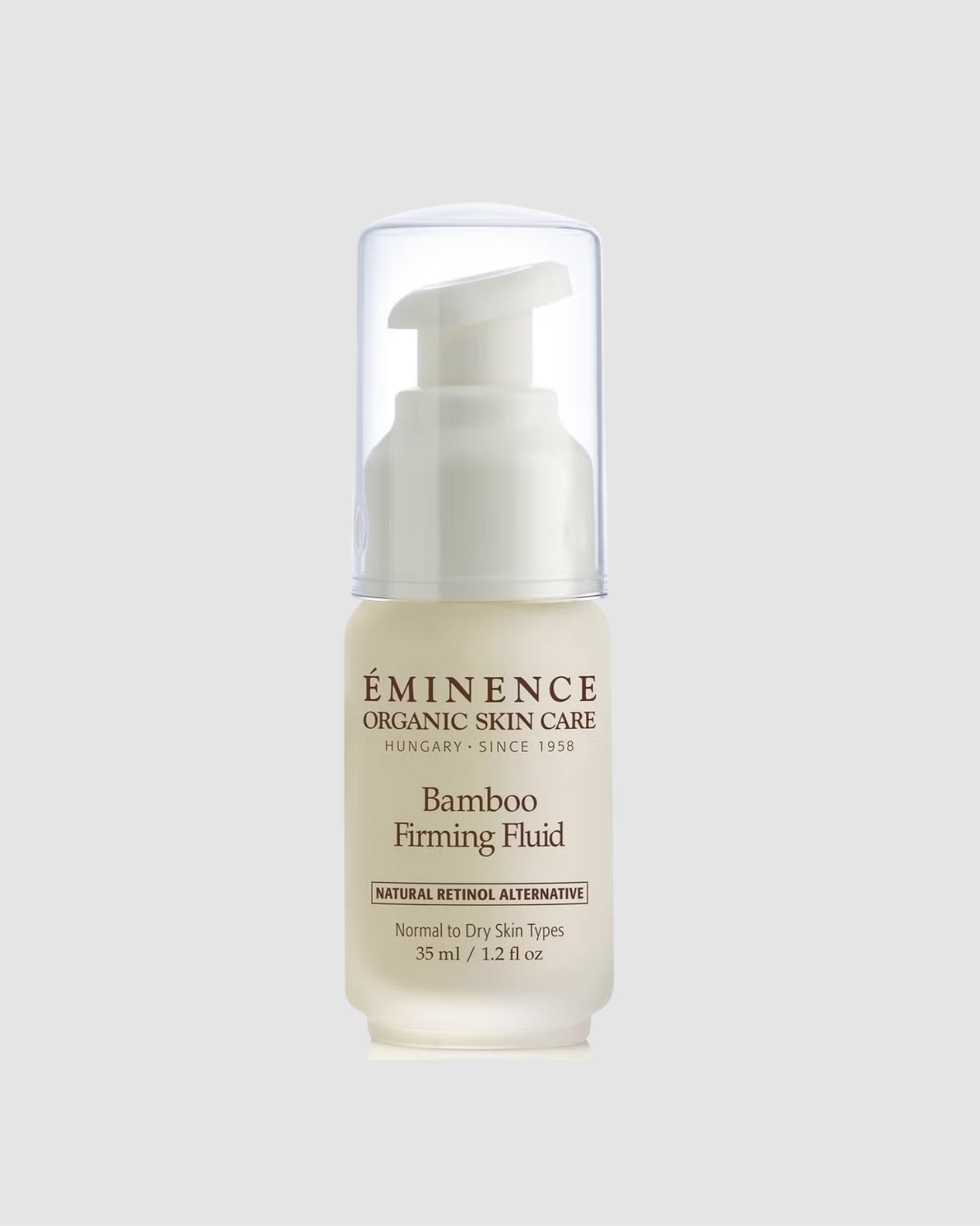 Eminence Organic Skin Care Bamboo Firming Fluid bottle on a light gray background