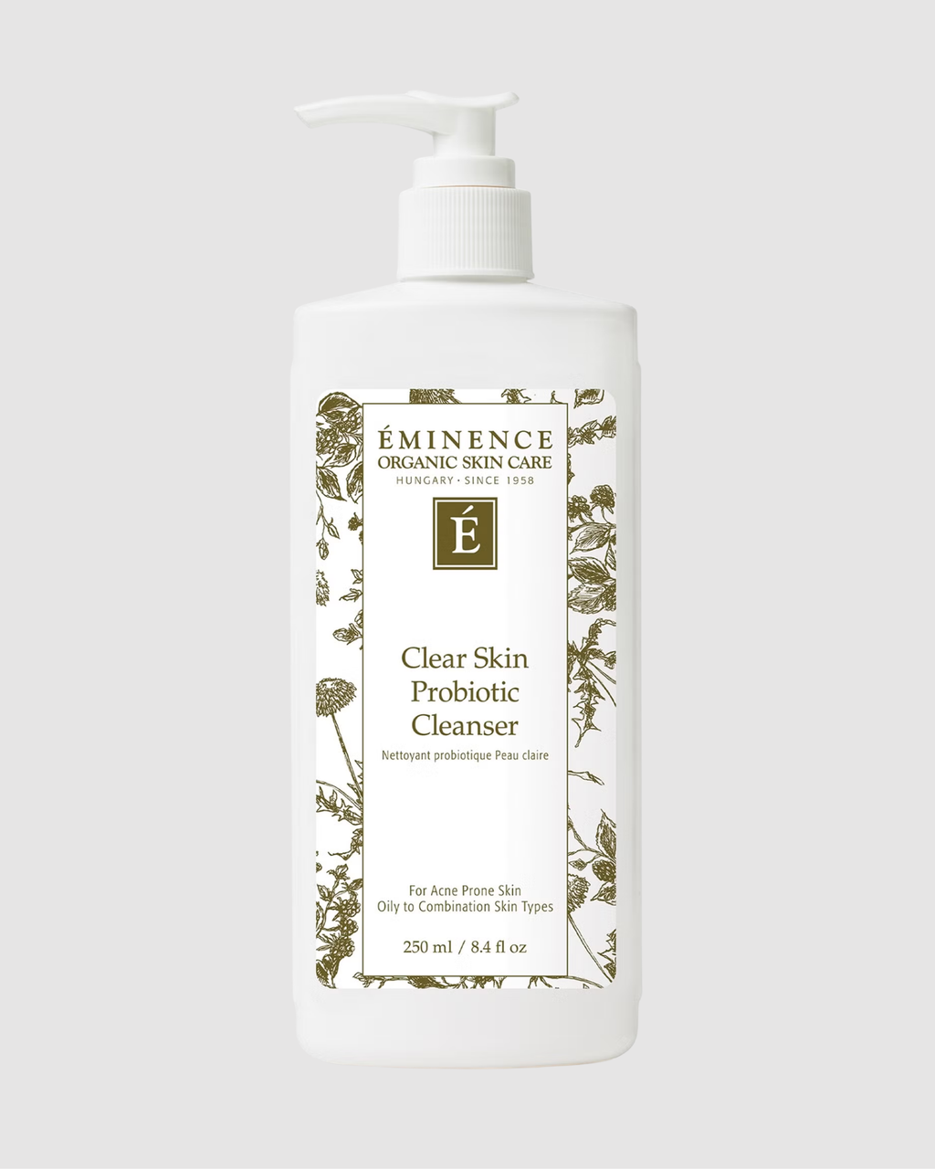 Eminence Organic Skin Care Clear Skin Probiotic Cleanser bottle on a white background