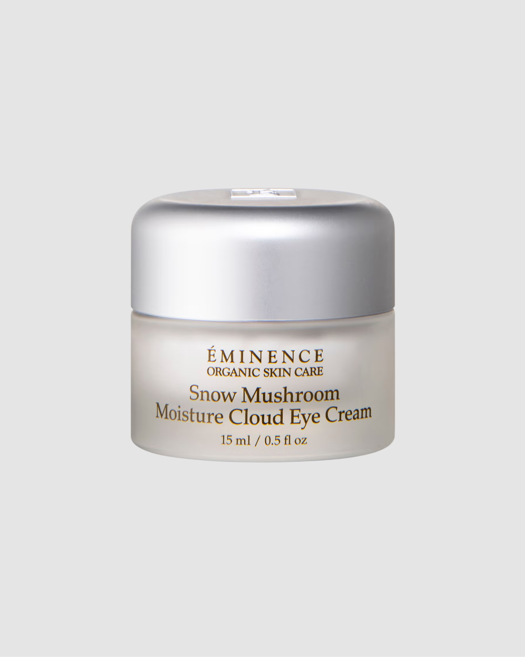 Eminence Snow Mushroom Moisture Cloud Eye Cream jar on a light gray background
