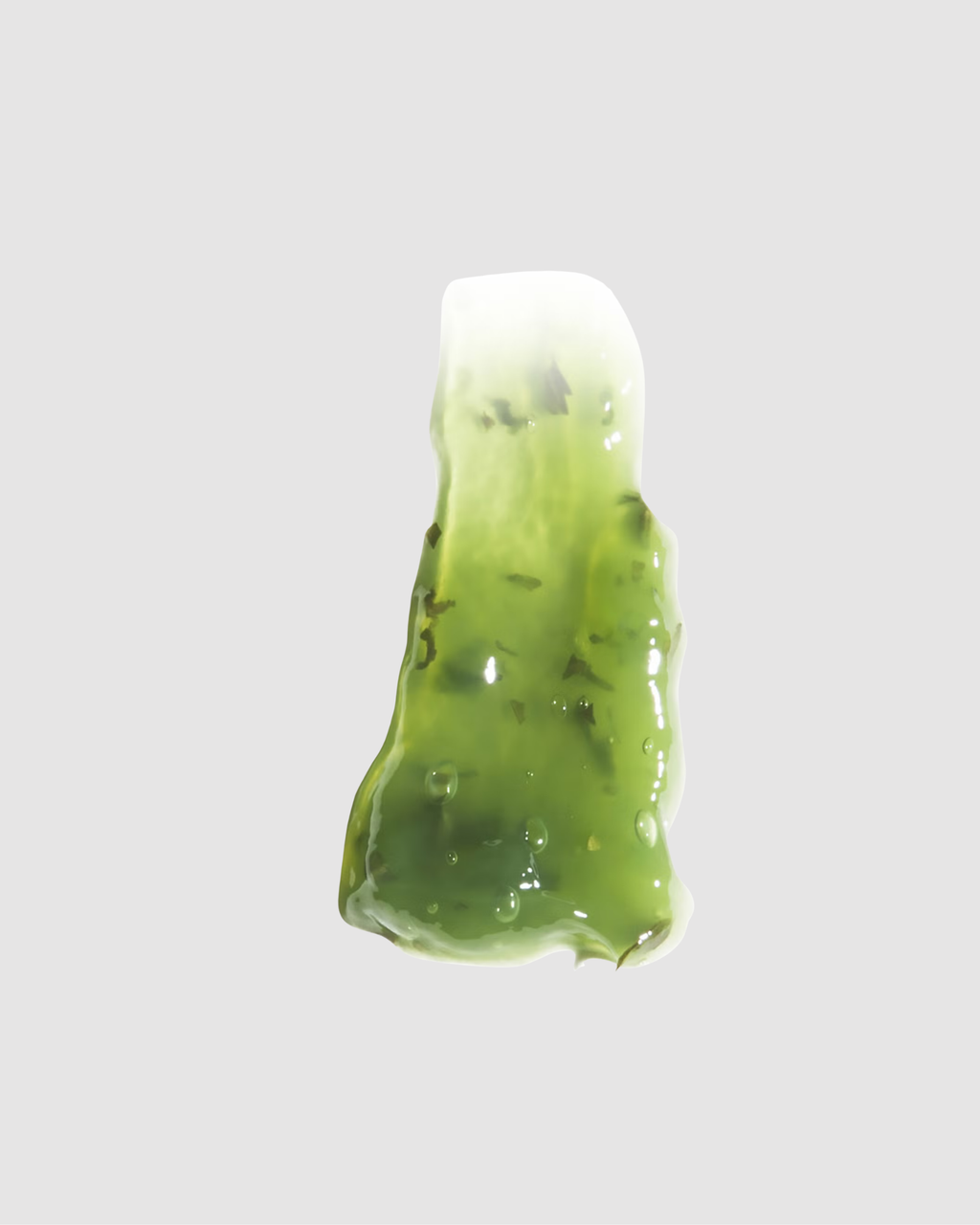 Green gelatinous substance on a white background