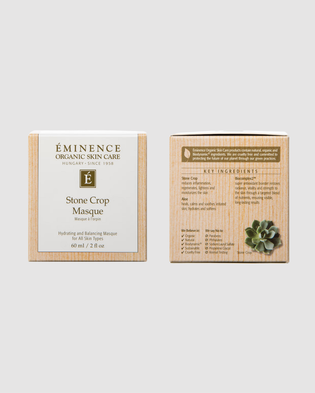 Eminence Organic Skin Care Stone Crop Masque packaging on a light gray background