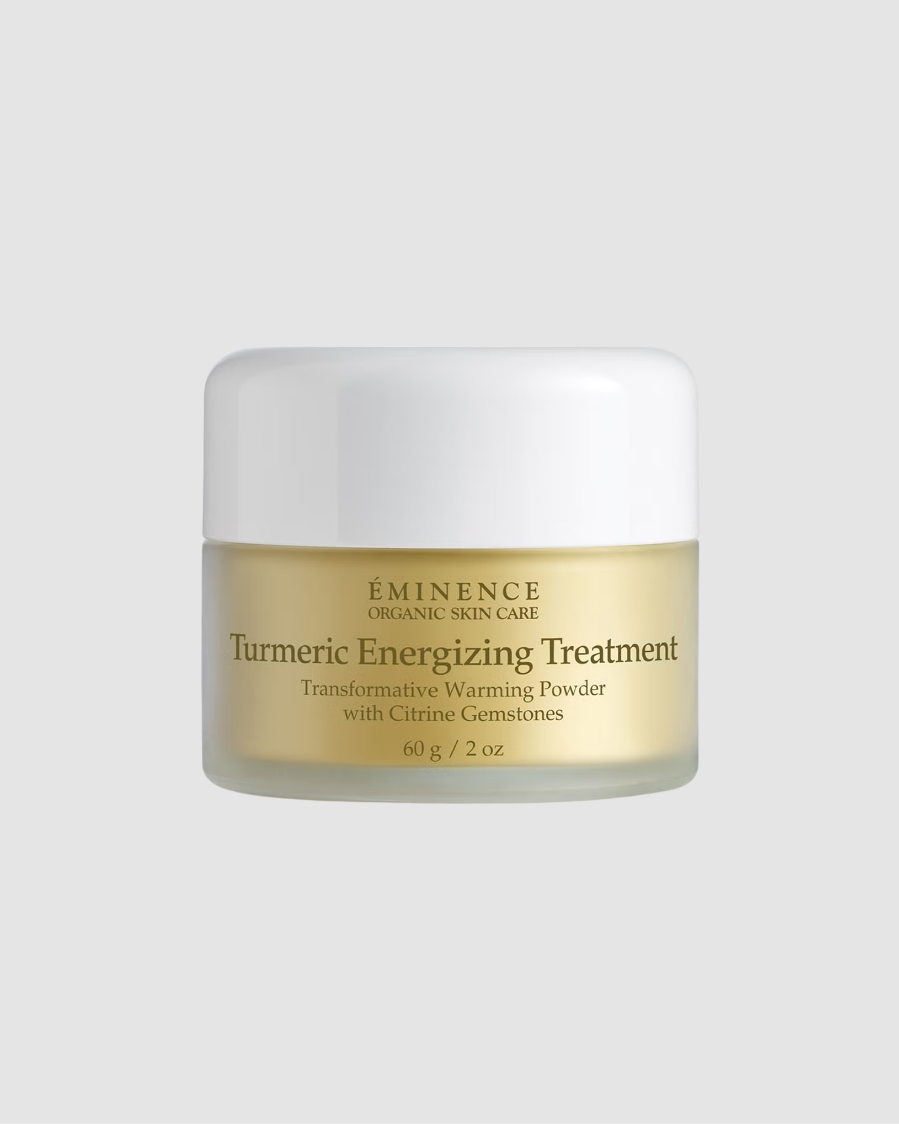 Eminence Turmeric Energizing Treatment jar on a light gray background