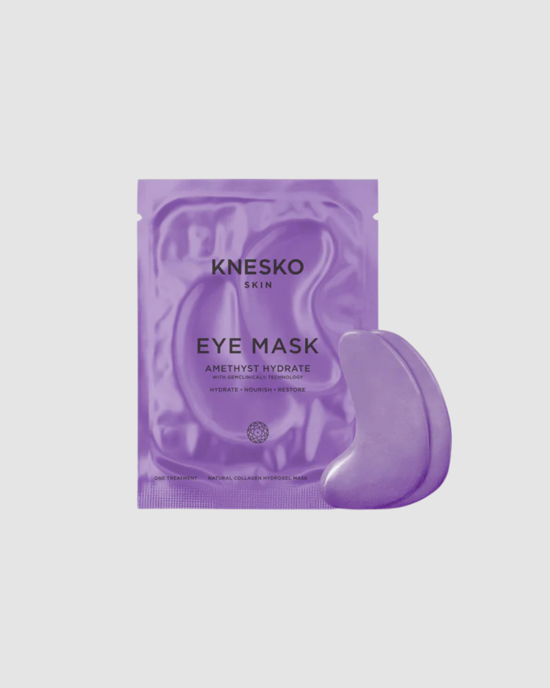 Knesko eye mask packaging on a light gray background