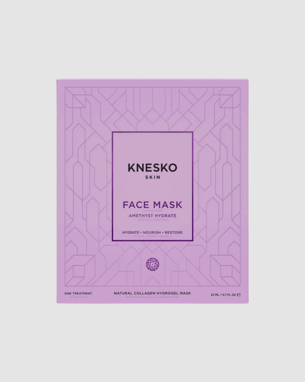 Knesko face mask packaging on a light gray background