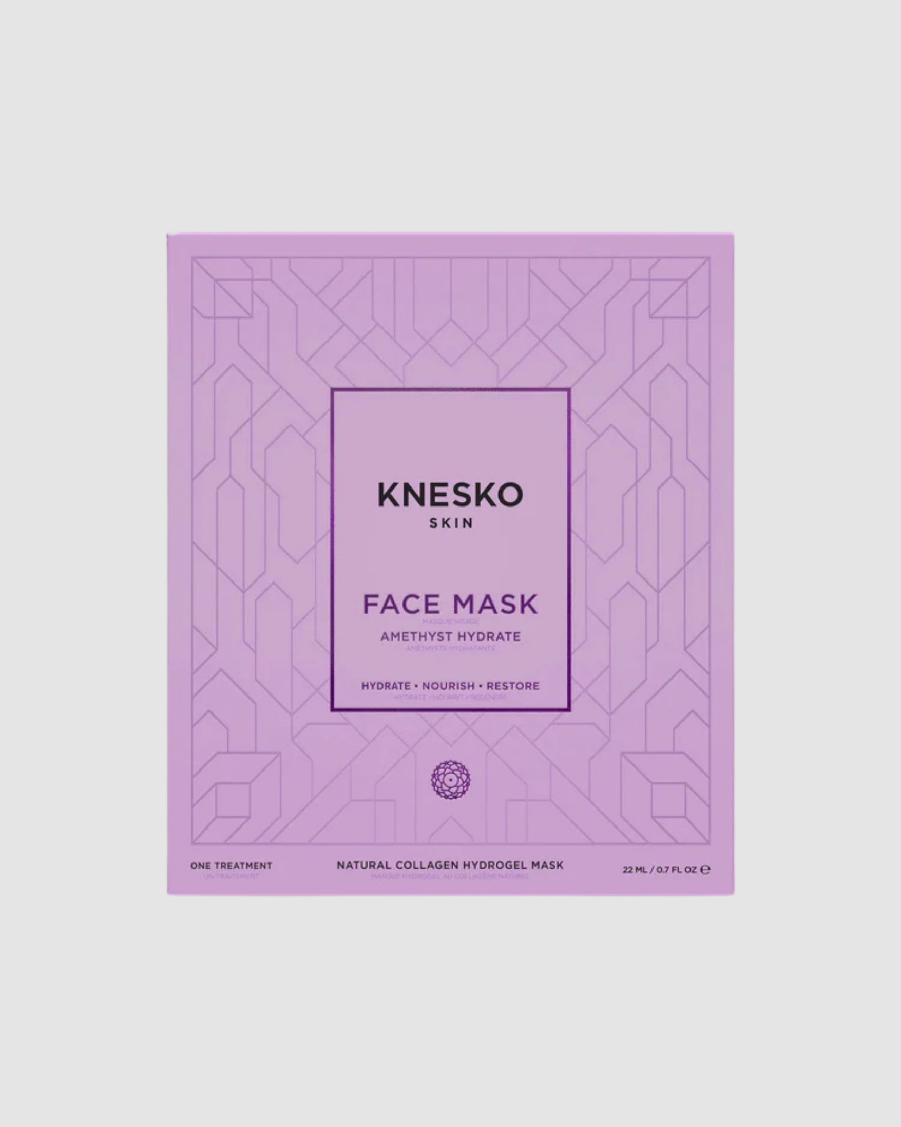 Knesko face mask packaging on a light gray background