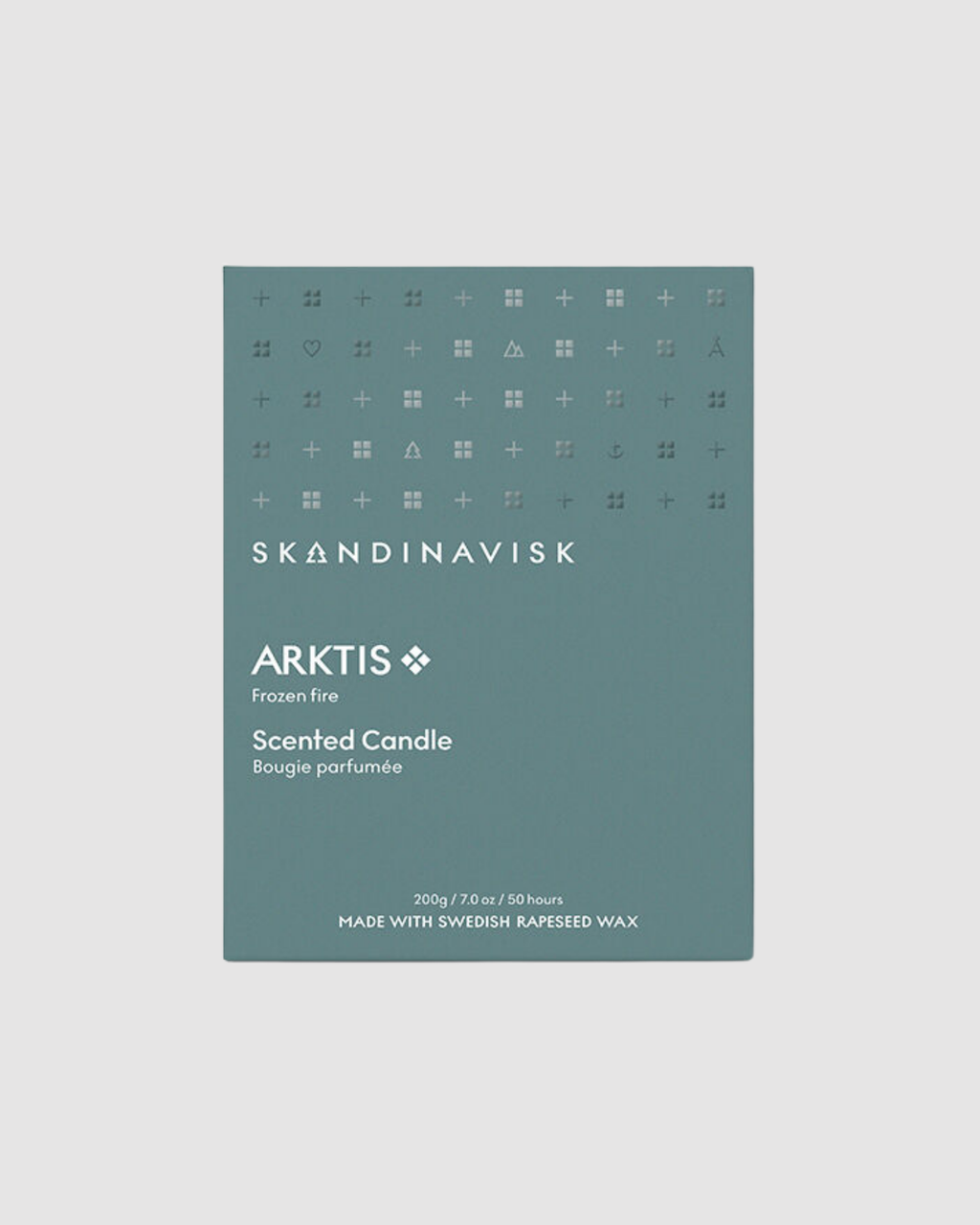 SkØndinavisk Arktis scented candle packaging on a light gray background