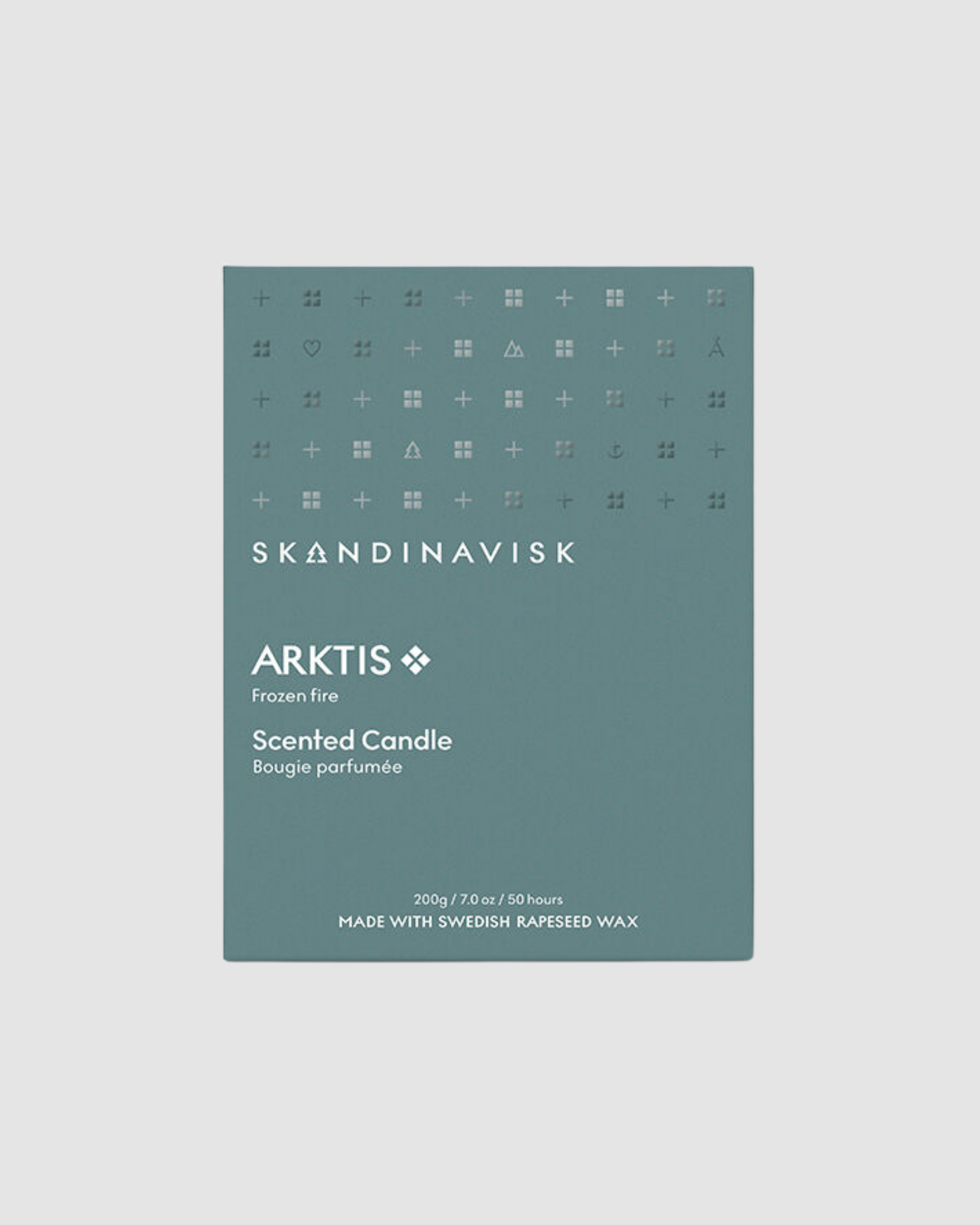 SkØndinavisk Arktis scented candle packaging on a light gray background