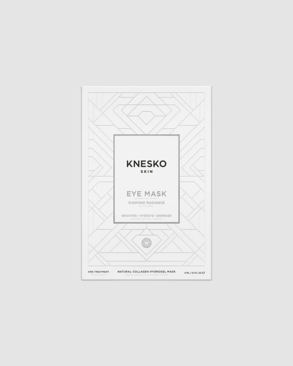 Knesko eye mask packaging on a light gray background