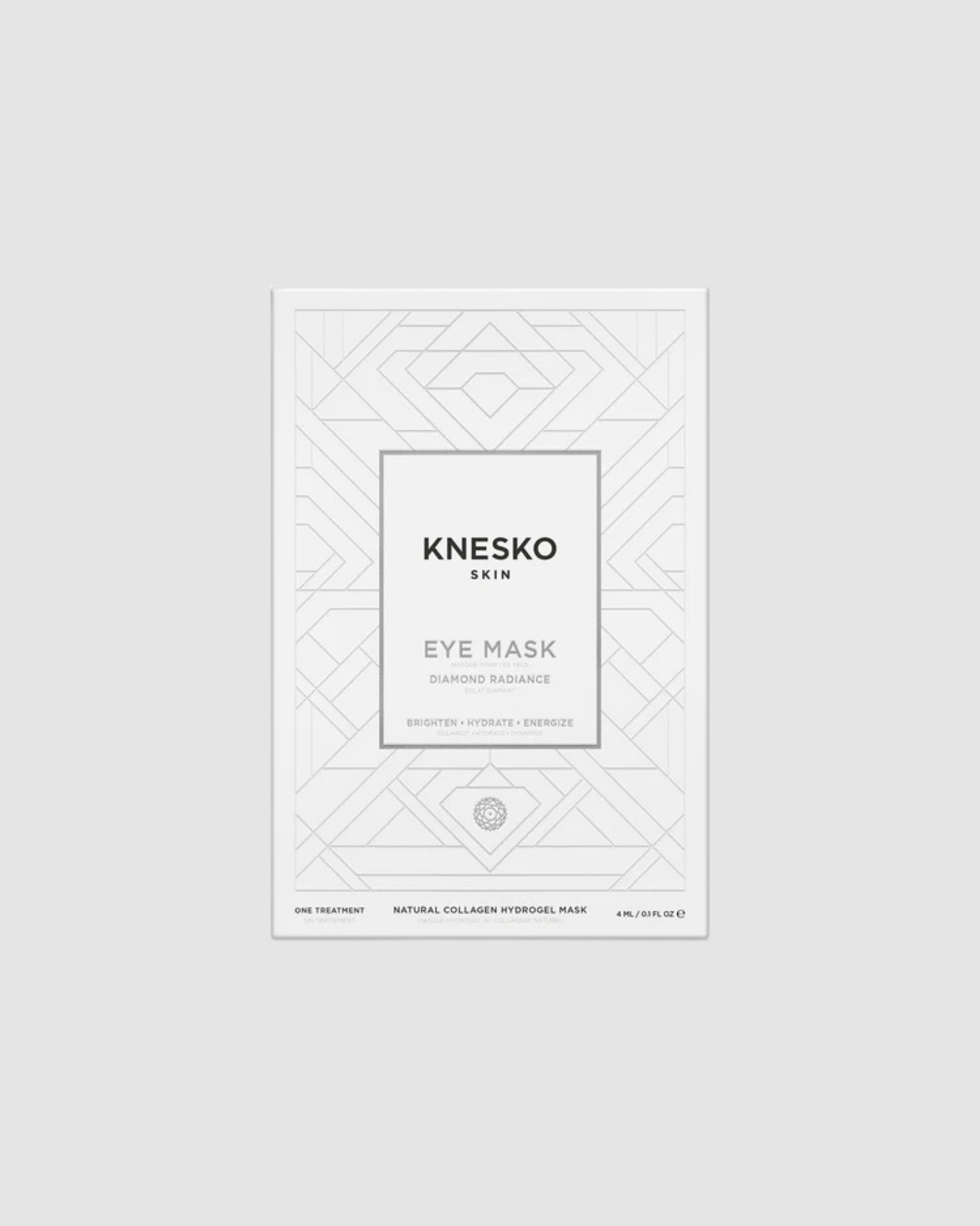 Knesko eye mask packaging on a light gray background