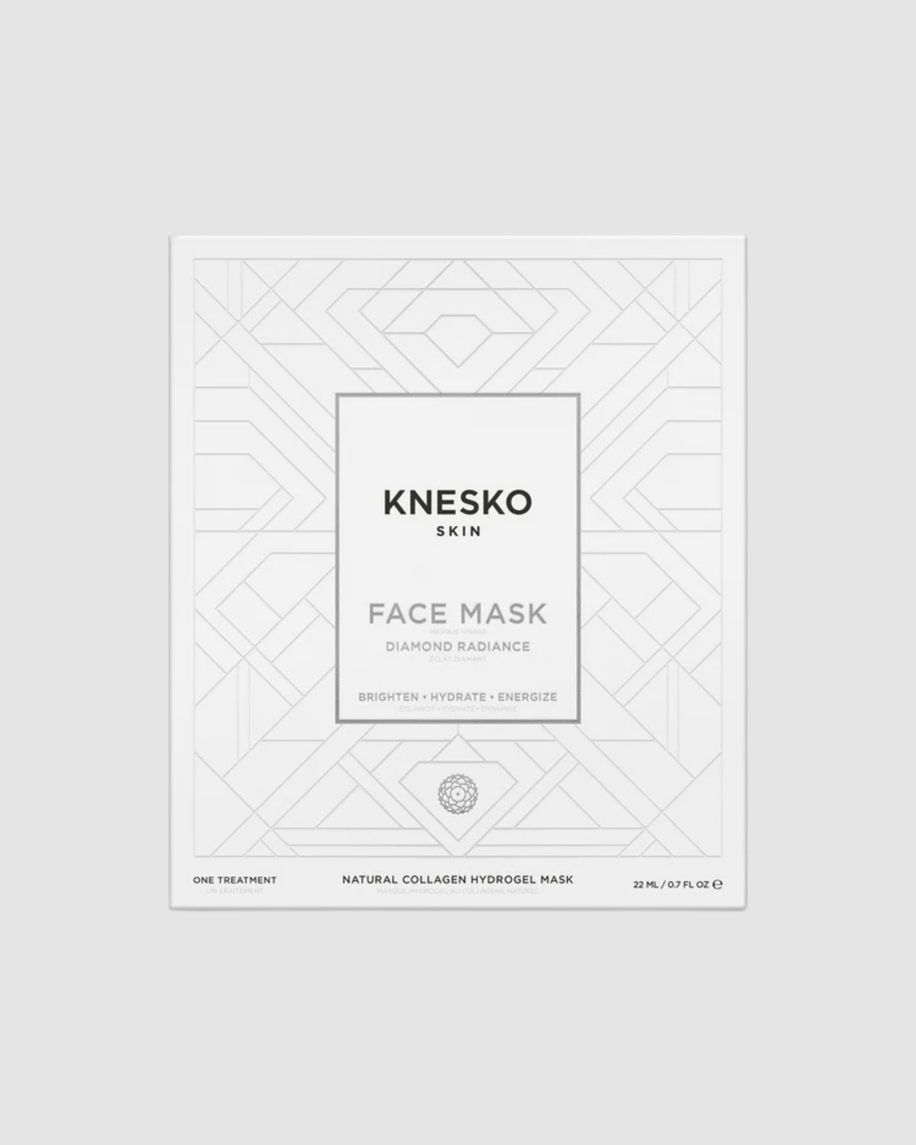Knesko face mask packaging on a light gray background