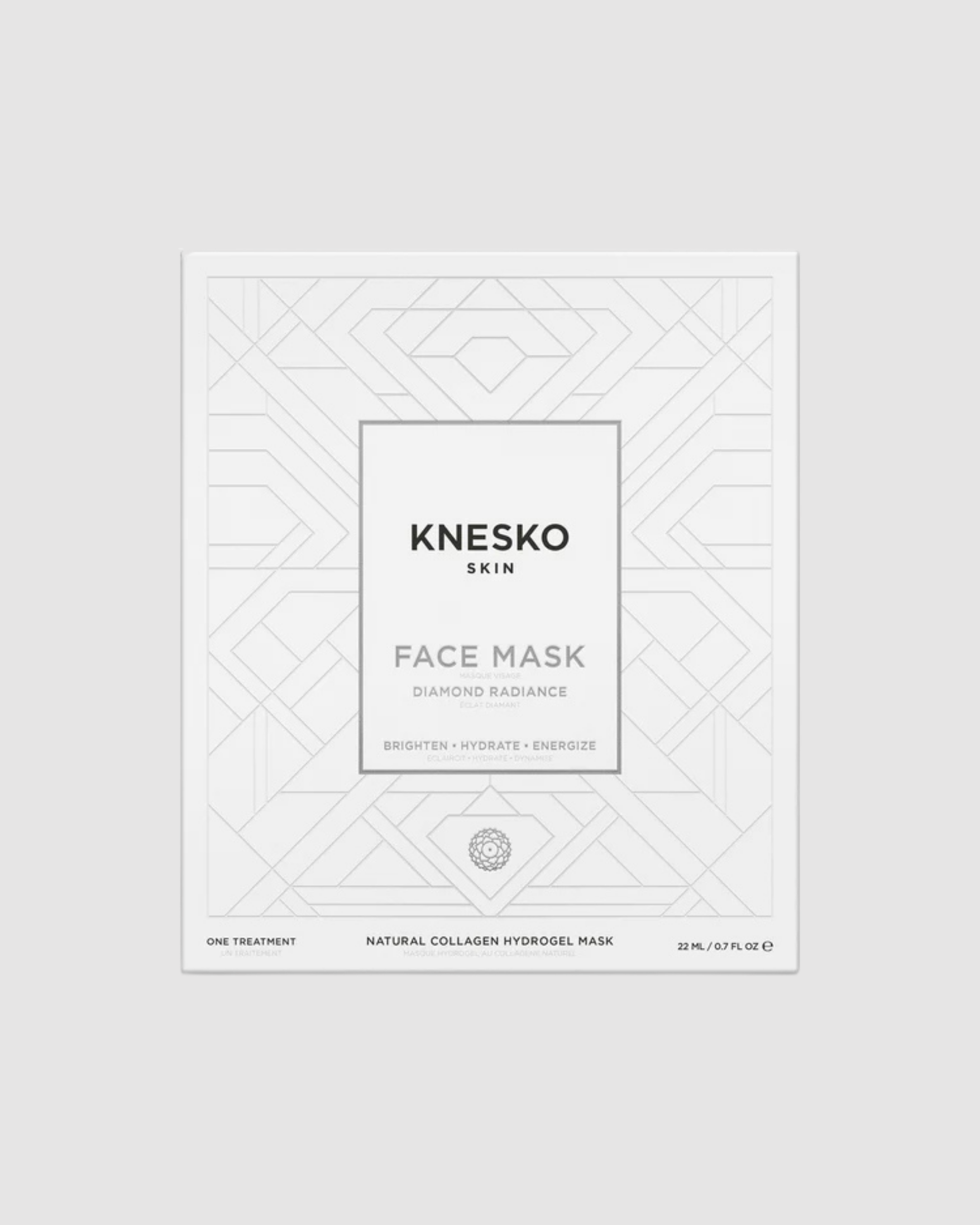Knesko face mask packaging on a light gray background