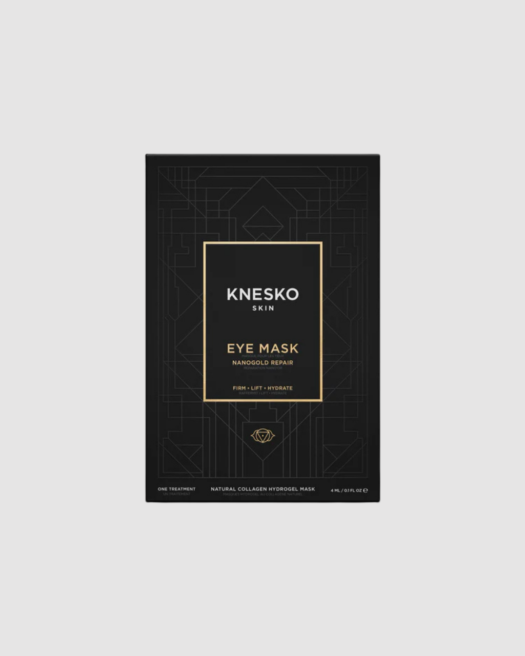 Knesko eye mask packaging on a light gray background