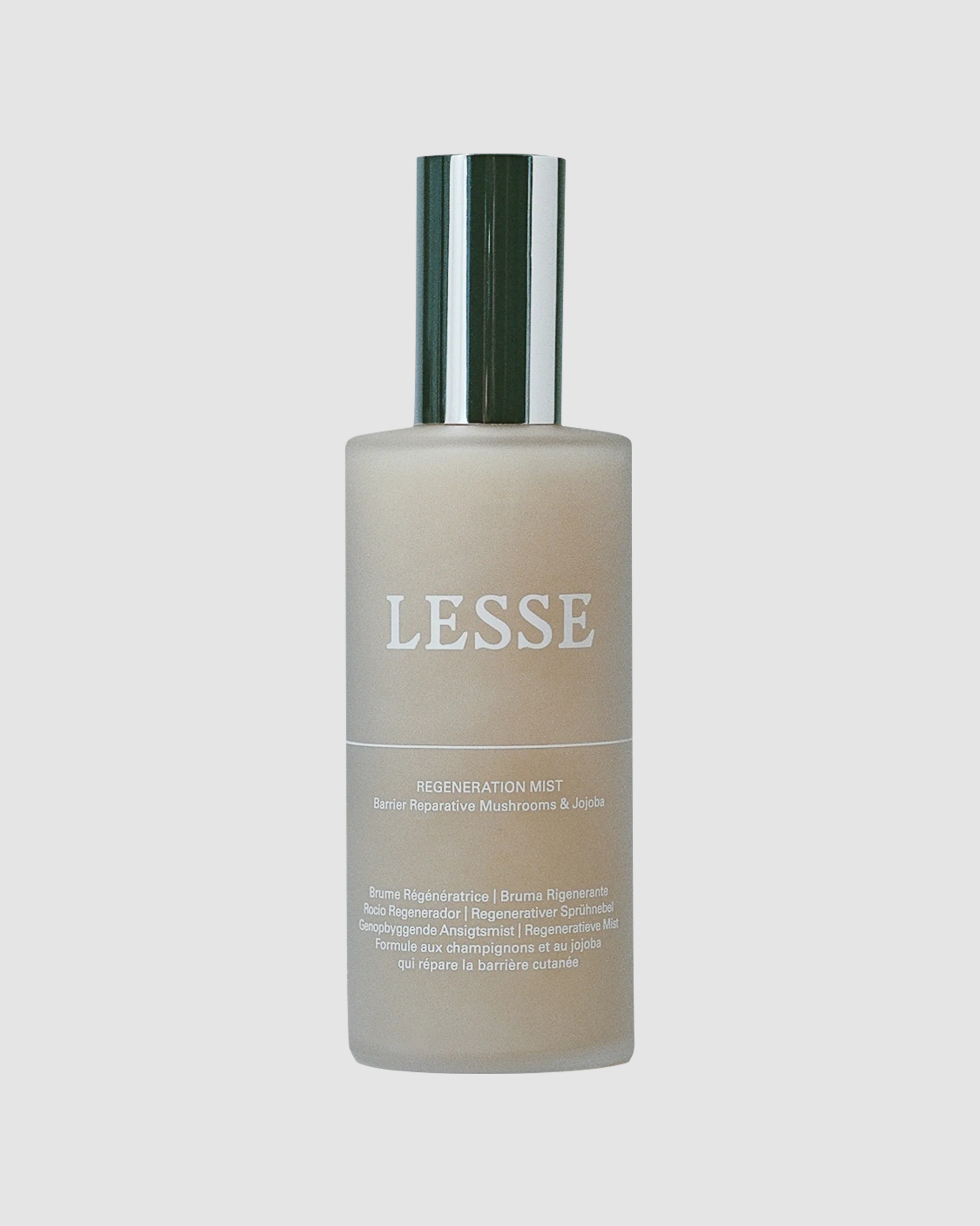 Skincare bottle labeled 'LESSE' on a light gray background