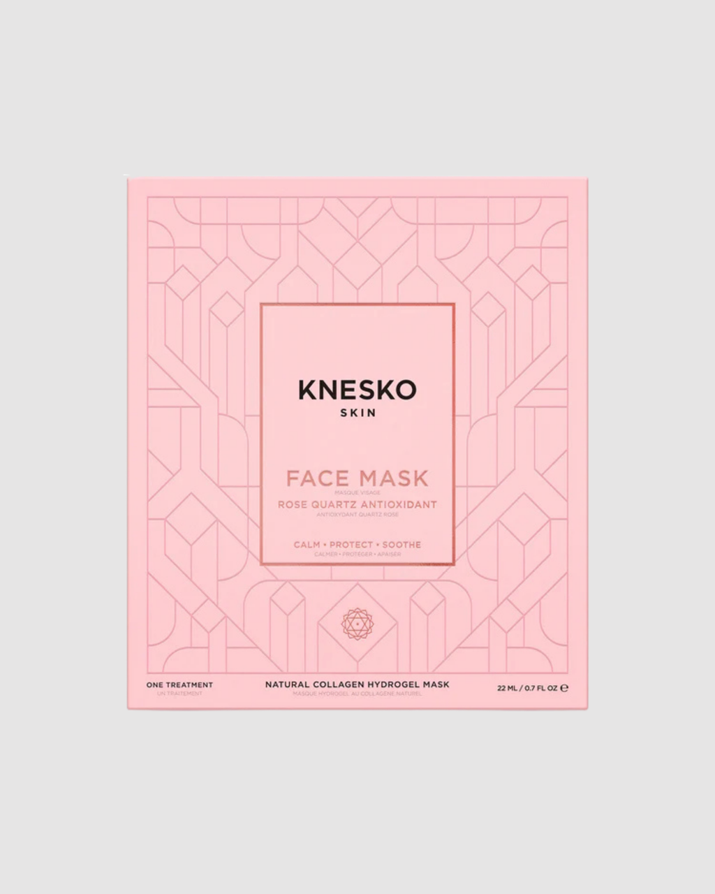 Knesko face mask packaging on a light gray background