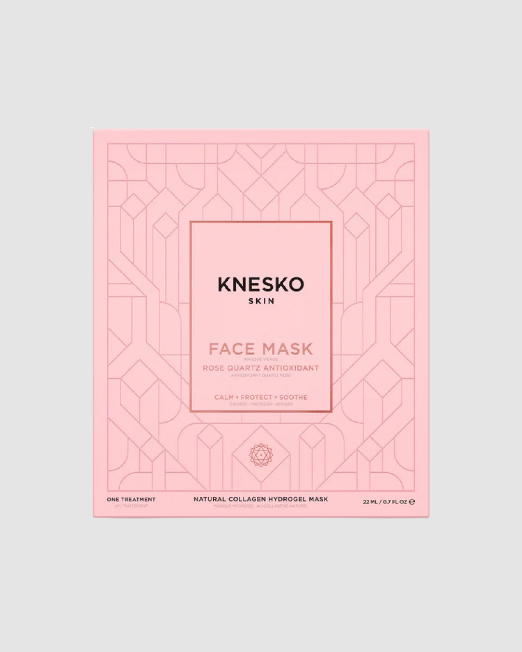 Knesko face mask packaging on a light gray background